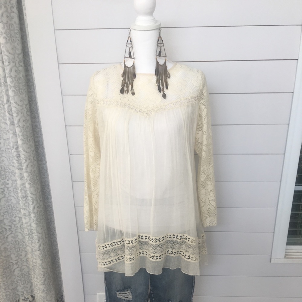 Sheer Free people babydoll tunic